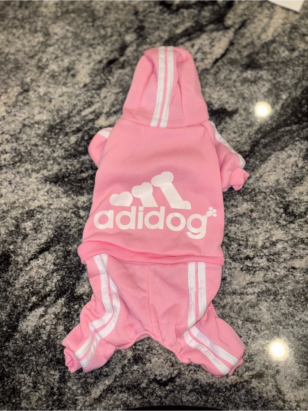Adidog Pink Hoodie & Jogger Set for dogs